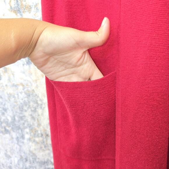 Chicos Cardigan Vest Womens Small Red Sleeveless Open Front Long Pockets Duster - Picture 7 of 9